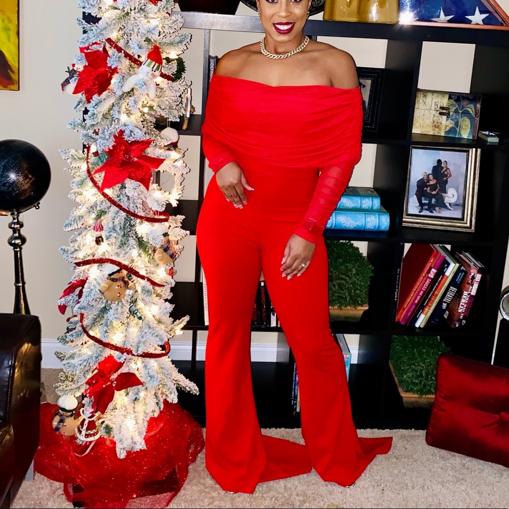COPY - Elegant off the shoulder red jumpsuit